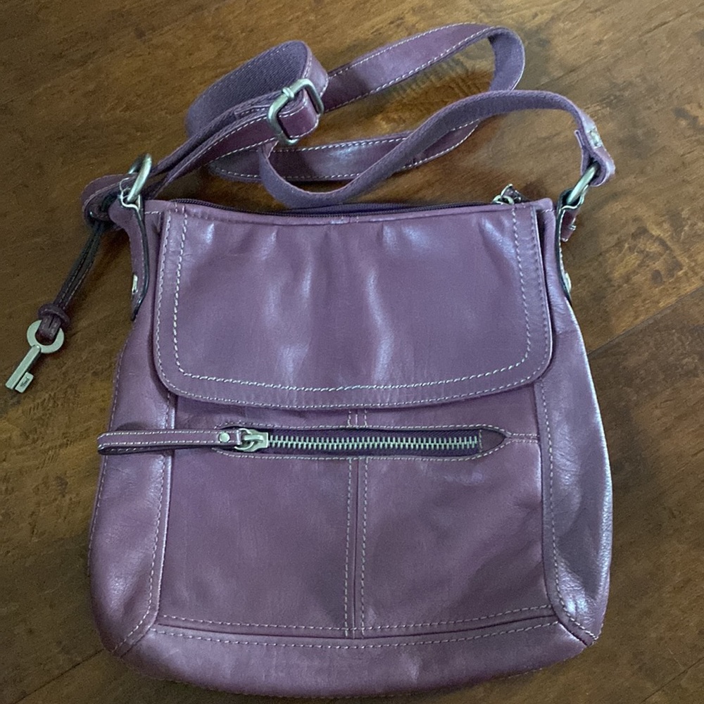 Fossil Genuine Leather Purple Crossbody